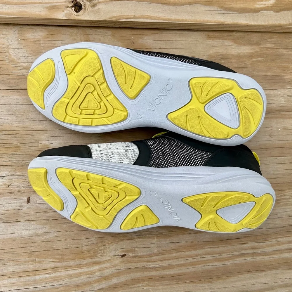 Vionic Malta black white yellow athletic performance sneakers runners casual 8.5 - Picture 6 of 6